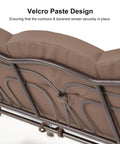 Back view of Deluxe 3 Seat Backyard Outdoor Patio Porch Swing With Weather Resistant Steel Frame showing Velcro paste design