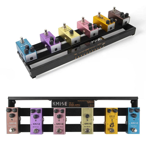 Gig-Ready Aluminum Guitar Pedalboard With Built-In Power Supply, Ultra Lightweight 1.8lb, 19x5 Inch Black Pedal Board with pedals