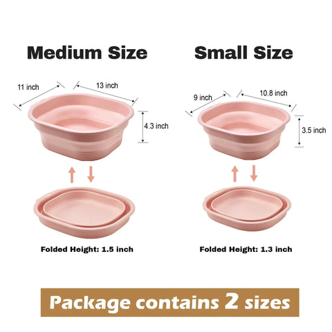 Collapsible Pink Wash Basin Set Of 2 Foldable Portable Laundry Basins For Home Travel Camping Go To Laundry Gear Bottles And More