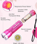 Pink Mini LED Flashlight With 3 Modes High Low Strobe Includes 3 AAA Batteries Water Resistant Pocket Size Flashlight details