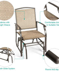 Outdoor Glider Chairs Set Of 2 With Sturdy Metal Frame And Breathable Mesh highlighting armrest and anti-slip pad features.