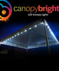 LED Canopy Lights For 10x10 Tents White Outdoor String Light Kit illuminating tent in dark setting
