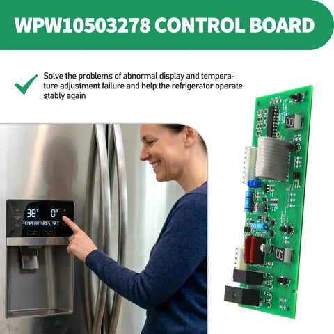 Replacement Refrigerator Main Control Jazz Board W10503278 installed in Whirlpool fridge