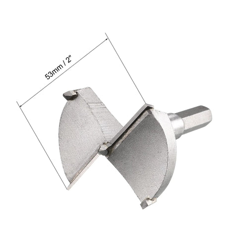Forstner drill bit, 53 mm diameter, tungsten carbide, gray woodworking auger cutter with shank