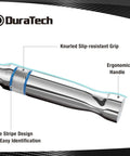Close-up of Three Eighths Inch Drive Ratchet With Ninety Tooth Quick Release, showing ergonomic handle and slip-resistant grip.