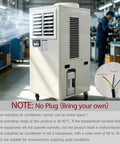 Boss Grade Portable Industrial Chiller Serving Real Cold With 20400 Btu H Cooling Power And Huge 3600 Cubic Meter Airflow Built Tough For Any Workshop Floor in a factory setting.