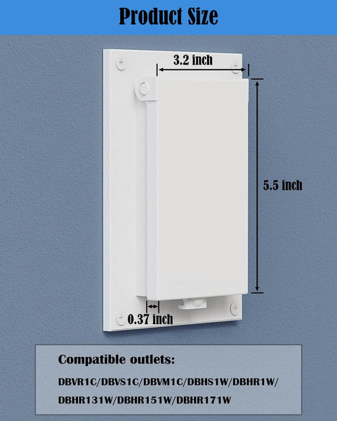 Tough As Nails Type 3r Enclosure Cover Dbvw One Outdoor Electrical Box Replacement Cover For Wet Locations Vertical Rain Or Shine Tough Outlet Box White Two Pack showing dimensions 5.5 x 3.2 inch.