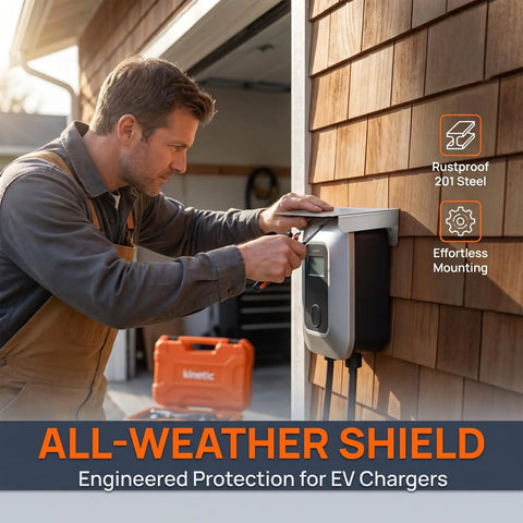 Built Damn Tough Waterproof Stainless Steel EV Charger Protective Housing Hardcore Outdoor Box Cover With All Weather Rain Shield installation.