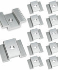50 Pcs Aluminum Solar Panel Mid Clamps 1.06 Inch For Roof Mounts, Silver Bulk Kit shown in close-up