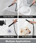 Four uses of Premium High Pressure Shower System With 12 Inch Rain Head And 2 In 1 Handheld Sprayer Matte Black Wall Mount Fixture.