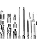 Top Notch 16 Piece Chrome Vanadium Socket Adapter Kit With Tough Extension Rods And Universal Joints For Pro Auto Shops And Home Garage Projects That Get The Job Done Super Fast. 16-piece chrome vanadium socket adapters, extension rods, and universal joints
