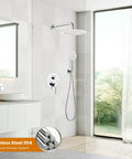 Rain Shower System With 10 Inch Round Showerhead And Handheld High Pressure Faucet Set Including Rough In Valve, Polished
