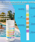 Go To 7 In 1 Pool And Spa Test Strips Kit, 100 Count Water Testing Strips for chlorine, bromine, pH, alkalinity, hardness testing.