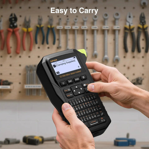 Ultra Handy Mini Portable Label Maker With Heat Shrink Tubes For Home Garage And Office Organization Rechargeable 1200mAh Battery Gives Weeks Of Use Supports Cable Continuous And Fixed Size Labels, handheld in workshop