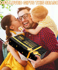 Family embracing with Heavy Duty BBQ Grill Tools Set gift box