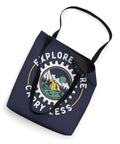 Sprocket Themed Tote Bag For Bikepacking Adventures With Tent Inside Mountain Scene Design perfect for gravel trails