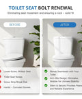 Comparison of toilet showing the effect of 4 Pack Toilet Seat Bolts Kit With Hinge Screws And Expanding Rubber Top Nuts installation.