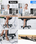 Under Desk Cable Management Net With Privacy Mesh Large Capacity Cord Organizer for tidy office setup before and after use