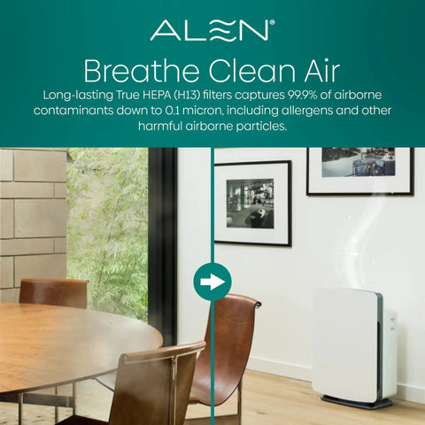 Room with Replacement HEPA Air Filter For BreatheSmart Classic Purifier, captures allergens, mold, pet dander, covers 1100 Sq Ft.