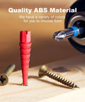 Red 20 Pack Stripped Screw Hole Repair Anchors For Door Hinges And Wood Screws Sizes 2 To 16, shown with a screwdriver and screws.
