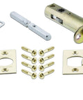Privacy Door Hardware Kit With Crystal Glass Knobs And Brass Plates, including screws, latch, and two brass plates, 2-3/4 Inch Backset