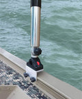 Rugged Heavy Duty Aluminum Rocket Launcher Rod Holder With 90 Degree Gunnel Track System, fully adjustable 360-degree boat rod holder