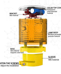Sun Powered Solar Strobe Warning Light 360 Degree Waterproof LED Safety Light cutaway showing components and materials
