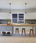 Modern kitchen with Saddle Creek 1 Light Noble Bronze Pendant With Seeded Glass Shade Dimmable Schoolhouse Ceiling Fixture