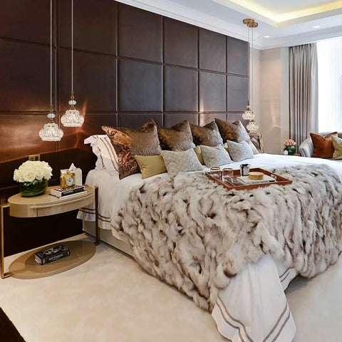 Cozy bedroom with Brass Showstopper Pendant Light Fixture For Kitchen Island And Living Room Modern Ceiling Lighting With Unique Design