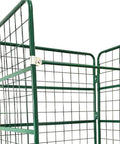 Side Opening Foldable Mesh Rolling Cage Cart for Warehouse Use a Real Workhorse Heavy Duty Dolly Trolley with Easy Access Door Space Saving Cage Cart for Quick Loading Unloading and Transport of Boxes and Packages, green steel mesh side door