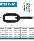 Built Tough Black Chain Link One Quarter Inch Twenty Foot Heavy Duty Hanging Chain for Plants Hammock Chair Porch Swing Gate Fence Outdoor Use Carbon Steel Construction with size chart