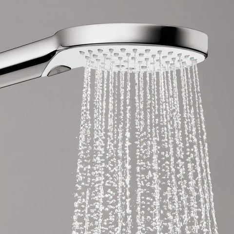 Raindance Select S 5 Inch Handheld Shower Head Set With 3 Spray Modes Rain Rain Air Whirl Air Easy Install AirPower QuickClean in use