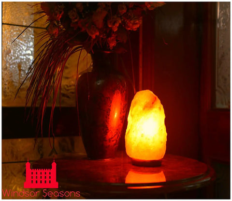 Handcrafted Natural 9 Inch Crystal Pink Himalayan Salt Lamp With Neem Wood Base 6 Foot Cord Dimmer Switch And Bulb Included Ideal For Chill Ambient Lighting At Home Or Office Decor