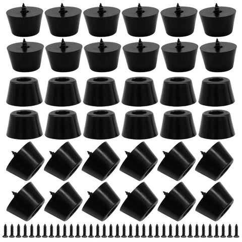 36 Pack Non Slip Rubber Feet For Cutting Boards, Furniture, And Electronics, conical round bumpers with screws, black foot pads.