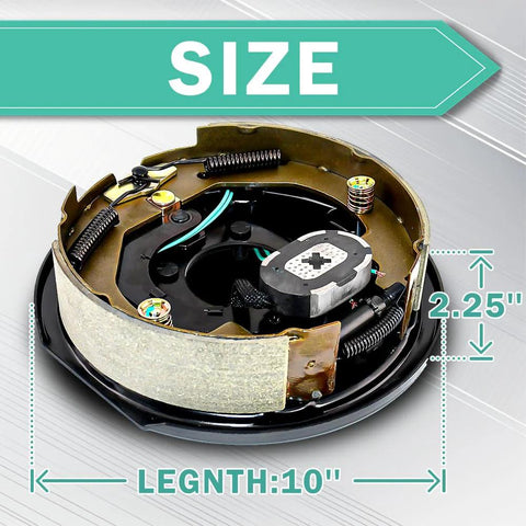 Left-side trailer electric brake assembly, 10 x 2.25 in, for 3500 lb axle, heavy-duty kit