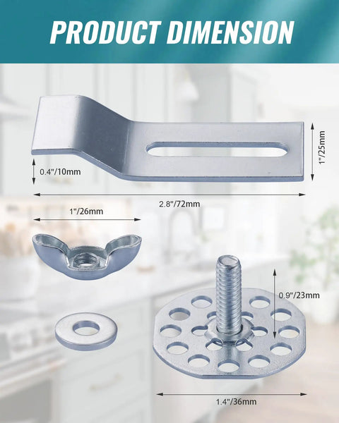 Heavy Duty Tough As Nails Undermount Sink Clips Ten Pack Stainless Steel Brackets Mounting Clamps product dimensions