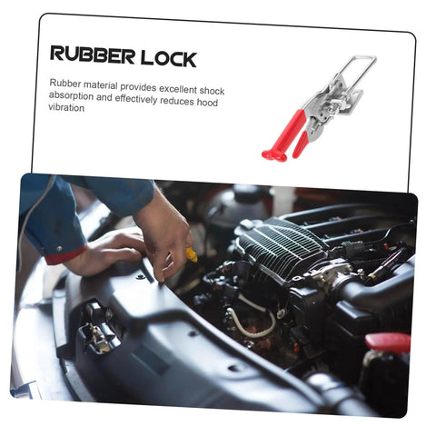 Rubber T Handle Hasp Lock For Toolboxes And Car Hoods With Flexible Draw Latch shown on car engine