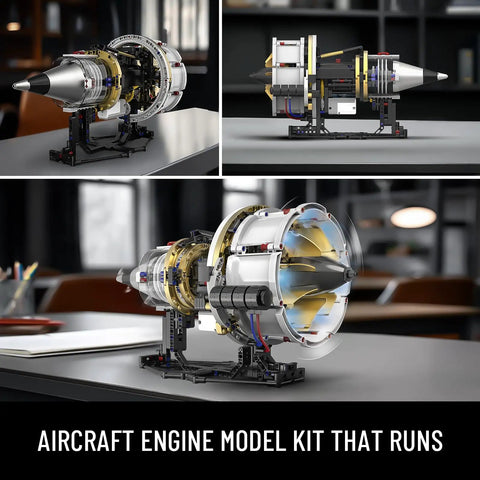 Aircraft Turbojet Engine Building Kit For Grownups, Hands On Functional Mechanical Jet Engine Model That Runs, Collectible Blocks Set For STEM Education, 564 Pieces, Realistic Turbine Details And Compatibility on display