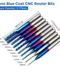 40pc LUNYEE CNC router end mill set with ER11/ER16 shanks; nano blue and titanium coated
