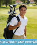 Golfer with bag on course showcasing Grip Trainer For Golf To Level Up Your Hand Position And Build Muscle Memory For A Consistent Swing