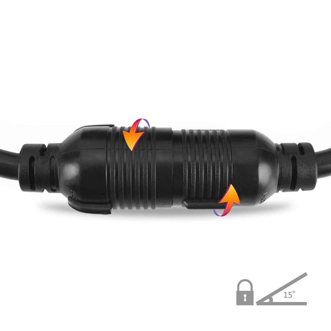 Beefy Heavy Duty L6-30P To L6-30R Twist Lock Generator Power Cord 10FT 30A SJTW 10 Gauge close-up showing twist lock mechanism