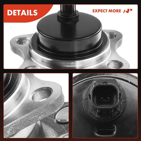 Close-up details of Rear Wheel Bearing And Hub Assembly With ABS For 5-Lug Vehicles, Fits Toyota Prius V 2012-2018 And Mirai 2016-2020