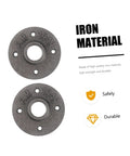 Two Pack Vintage Malleable Iron Floor Flange Set, Wall Mounted Threaded Fittings, Heavy Duty, Anti Rust Finish, Durable
