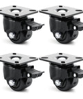 Heavy Duty Caster Wheels Set of 4, Locking Swivel Plate Casters, 2200 Lb Capacity, Ultra Low Center Gravity Anti Tip Design