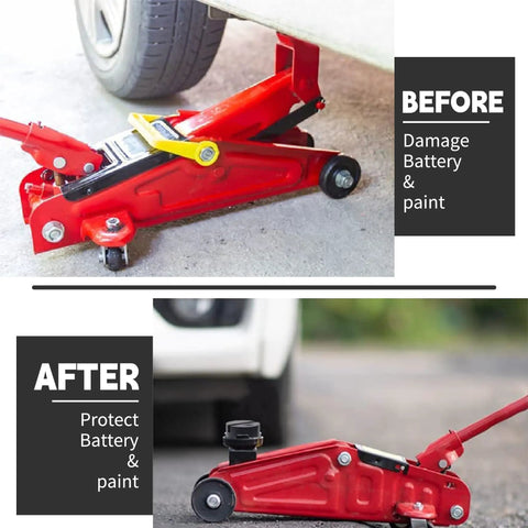 Before and after using Must Have Floor Jack Pad Universal Jack Stand Rubber Pinch Protector for Cars 3 Ton Load Capacity