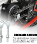 Heavy Duty 420 Motorcycle Chain With 132 Links Plus Chain Breaker And 0.4 Inch Axle Adjuster For 110cc 125cc Dirt Pit Bike ATV Quad Go Kart Mini Bike Scooter shown with chain axle adjuster and sprocket detail.