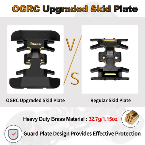 Comparison of 32g Brass Gearbox Mount And Skid Plate versus regular skid plate for Axial SCX24 Deadbolt C10 JLU
