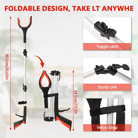 Two Pack 36 Inch Grabber Reacher Tool With Magnets And Rotating Jaw Heavy Duty Folding Pickup Tool For Seniors And Mobility Aids Trash Picker For Hard To Reach Items On Shelves And Floors