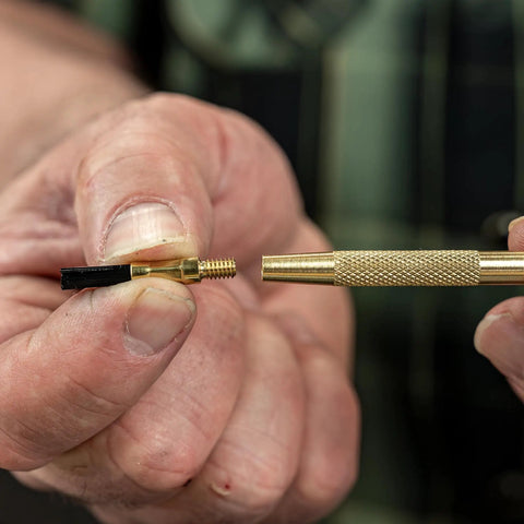 Close-up of brass cleaning brush attachment for Airgun Maintenance And Cleaning Kit With Silicone Lubricant And Portable Case