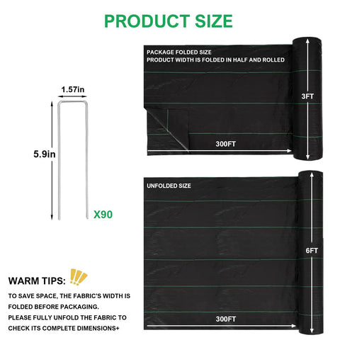 Heavy Duty Weed Barrier Landscape Fabric 6 Feet By 300 Feet Ground Cover Mat 3.2 Oz Permeable Woven Geotextile For Weed Control